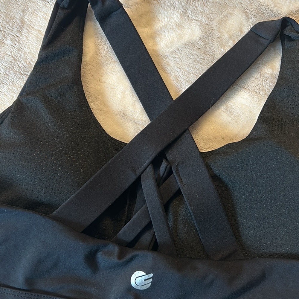 Zip Front Sports Bra Black Size Medium Strappy back - Picture 6 of 8